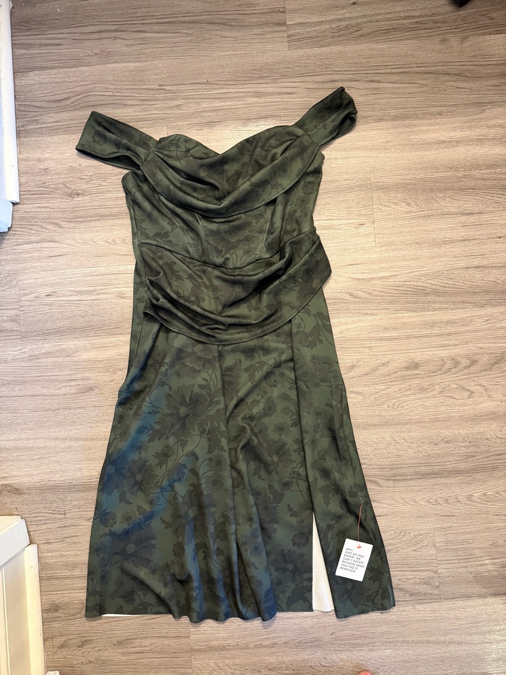 ASOS Design Off-Shoulder Green Floral Midi Dress